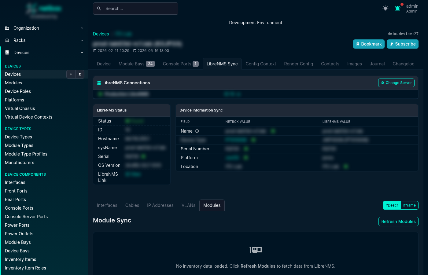 Module Sync Tab