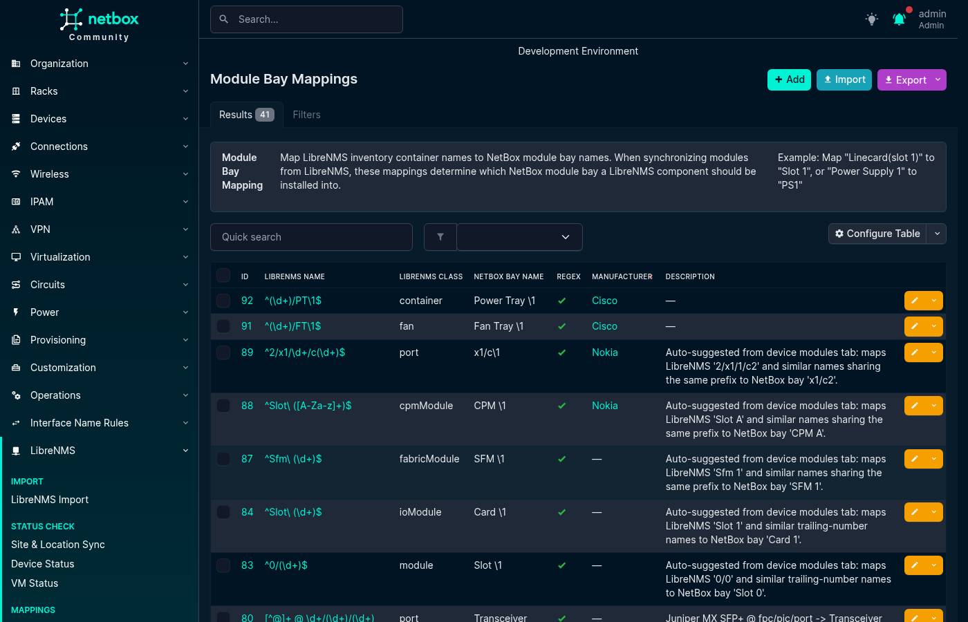 Module Bay Mapping List
