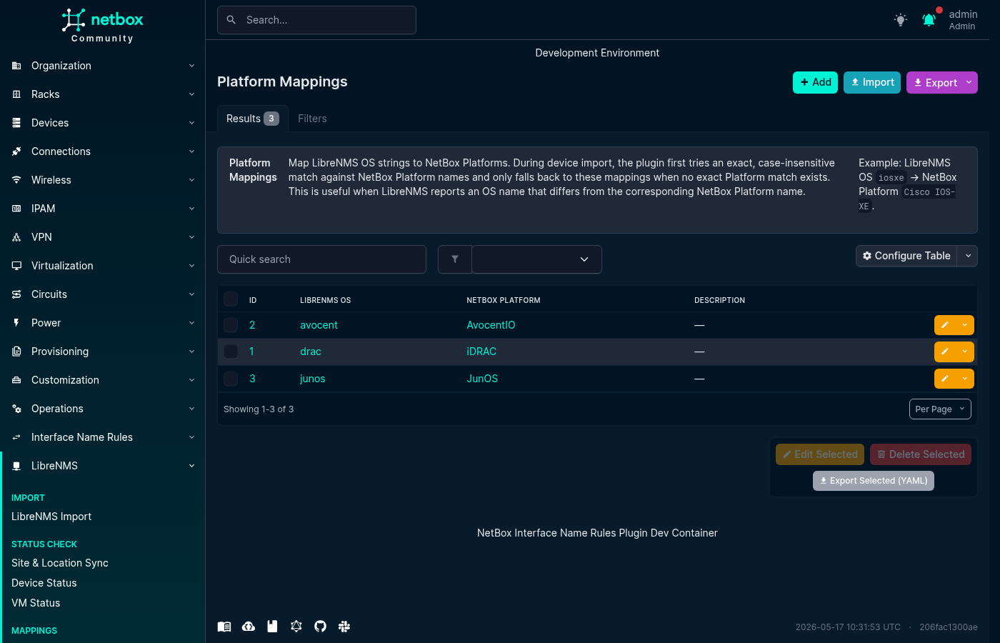 Platform Mapping List